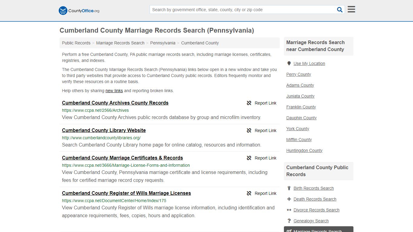 Marriage Records Search - Cumberland County, PA (Marriage Licenses ...