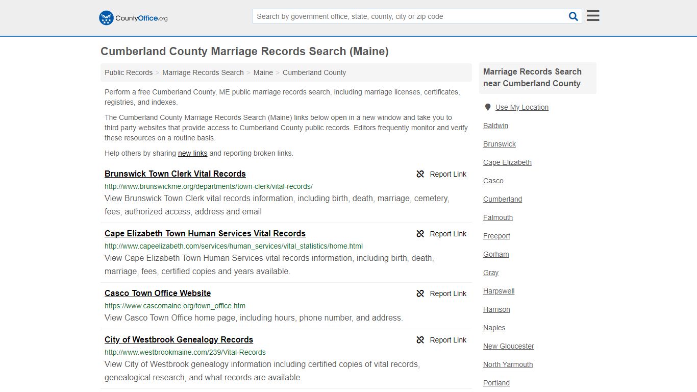 Marriage Records Search - Cumberland County, ME (Marriage Licenses ...