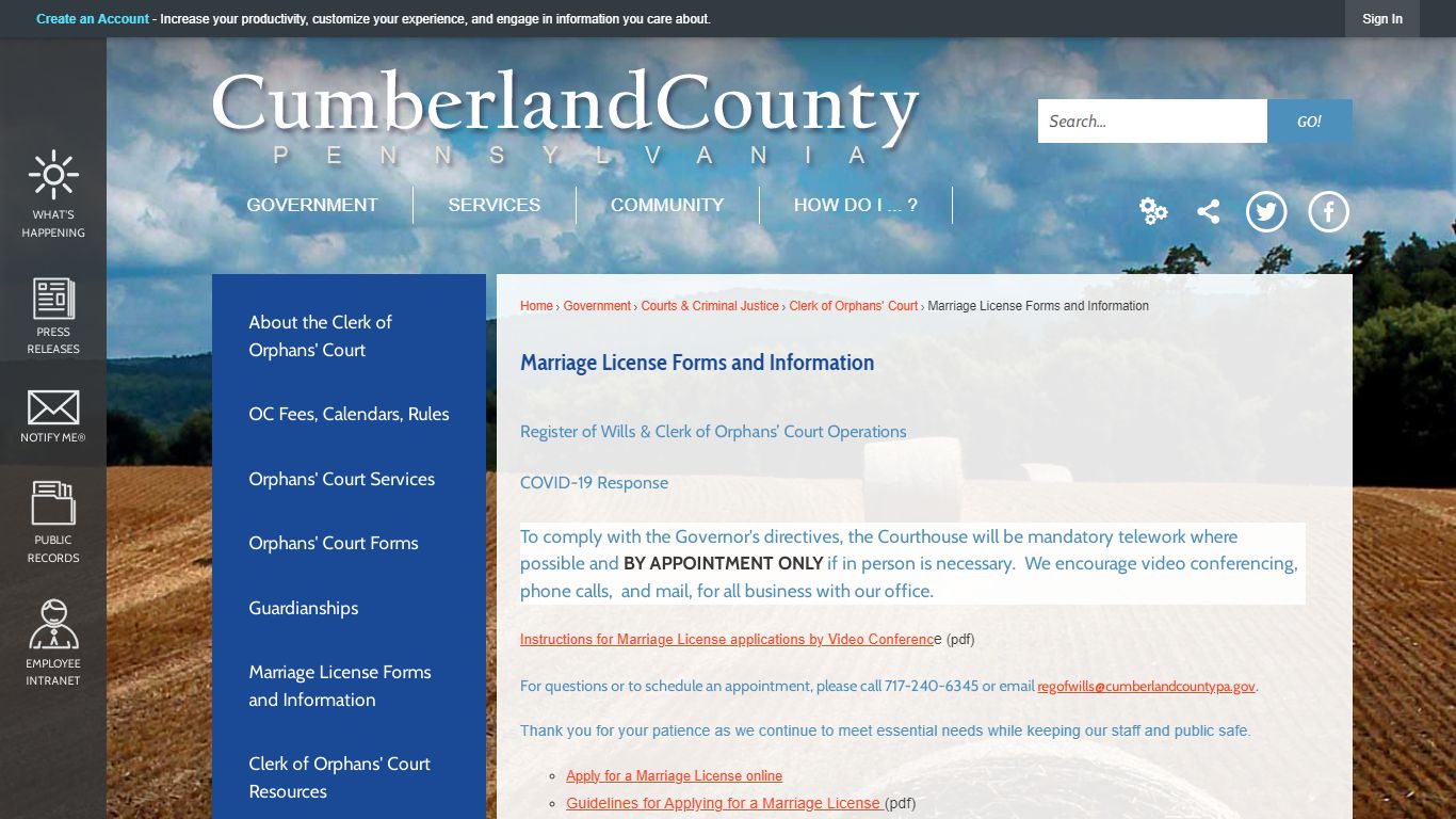 Marriage License Forms and Information | Cumberland County, PA ...